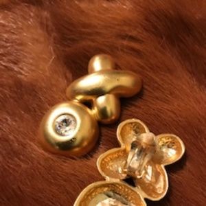 Vintage Gold X Clip On Earrings